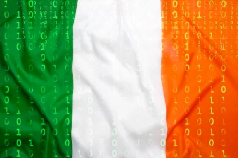 Binary code with Ireland flag, data protection concept イラスト素材