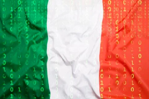 Binary code with Italy flag, data protection concept 스톡 일러스트