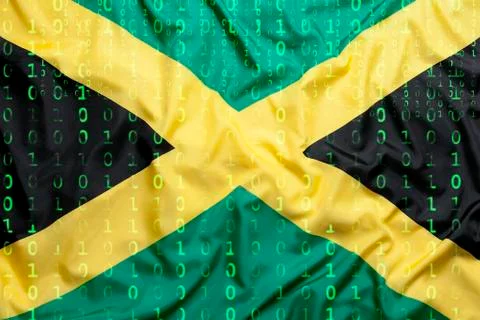 Binary code with Jamaica flag, data protection concept Stock Illustration