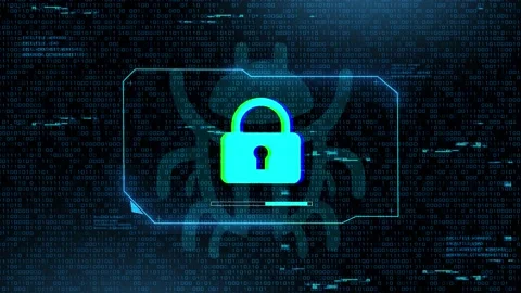 Binary code key pad Padlock of Cyber Security Digital Data attack on screen 스톡 동영상 176959725
