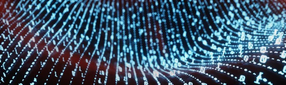 Binary Code Landscape Close up Blue with red flare 스톡 일러스트