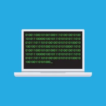 Binary Code On Laptop icon vector illustration Illustrazione stock