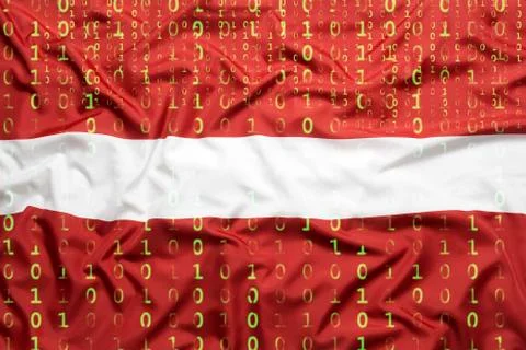 Binary code with Latvia flag, data protection concept Stock Photos