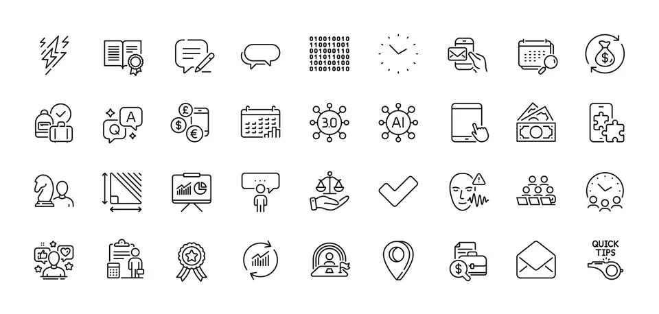 Binary code, Lgbt and Consulting business line icons pack. For web app. Line Stock Illustration