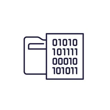 Binary code line icon with a folder Stock Illustration