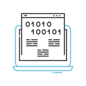 Binary code line icon, outline symbol, vector illustration, concept sign Stock Illustration