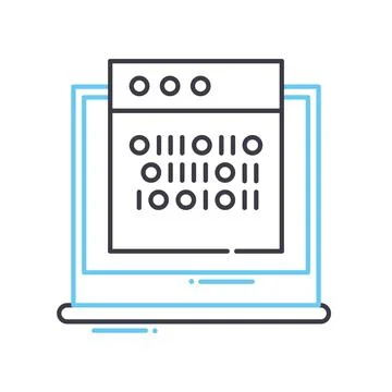 Binary code line icon, outline symbol, vector illustration, concept sign Stock Illustration