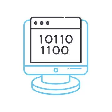 Binary code line icon, outline symbol, vector illustration, concept sign 스톡 일러스트