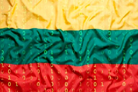 Binary code with Lithuania flag, data protection concept イラスト素材