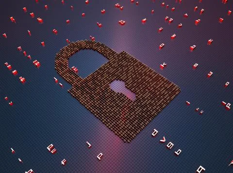 Binary code lock, data security protection Stock Illustration