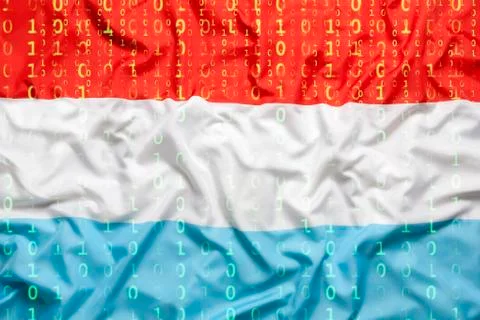 Binary code with Luxembourg flag, data protection concept Stock Illustration