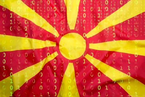 Binary code with Macedonia flag, data protection concept 스톡 일러스트