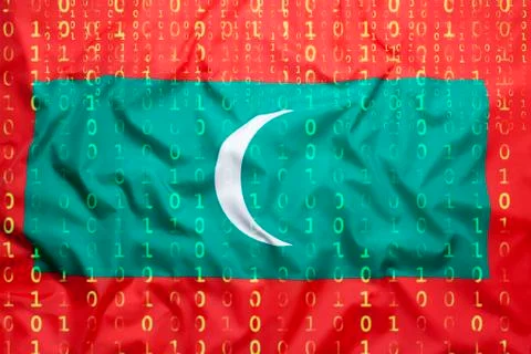 Binary code with Maldives flag, data protection concept Stock Illustration
