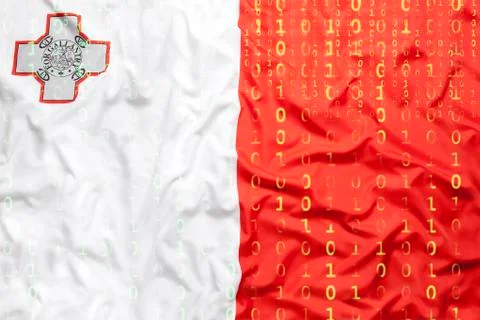 Binary code with Malta flag, data protection concept イラスト素材