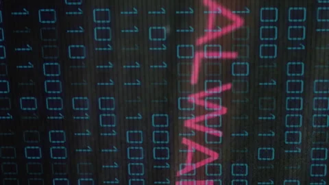 Binary code with MALWARE text animation over digital background Stock Footage 313296505