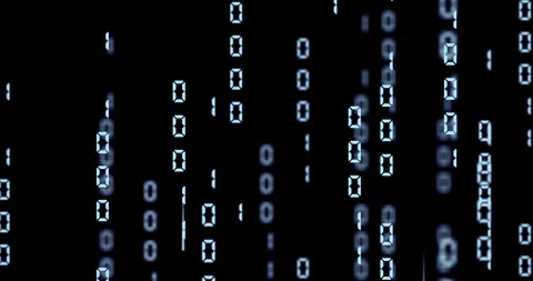 Binary code matrix background with falling numbers and glitching aberrations Stock Footage 307933009