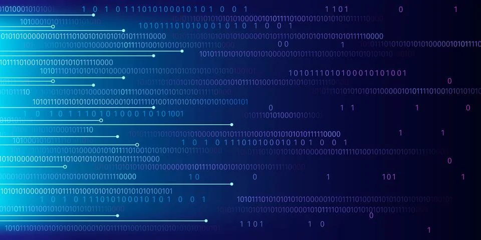 Binary code matrix on blue cyber background Stockillustratie