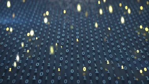 Binary code matrix with glowing symbols seamless loop 3D render animation 動画素材 107890788