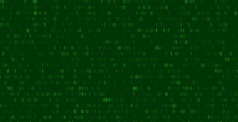Binary code matrix green background technology. Digital matrix cyber encryption Stock Illustration