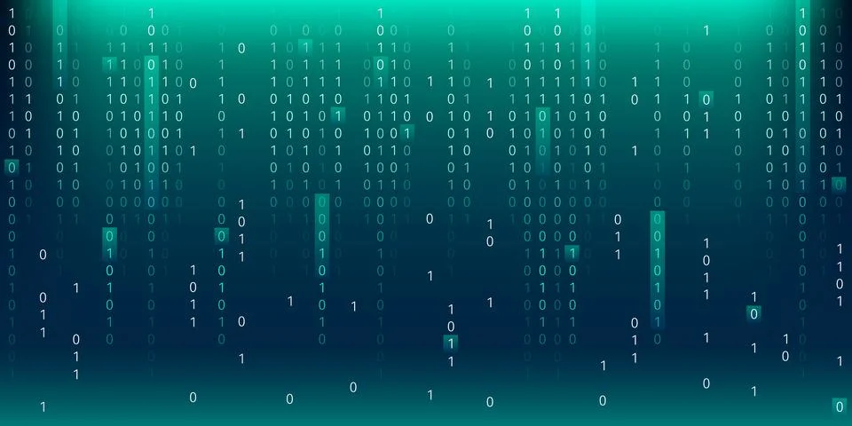 Binary code matrix on green cyber background Stockillustratie