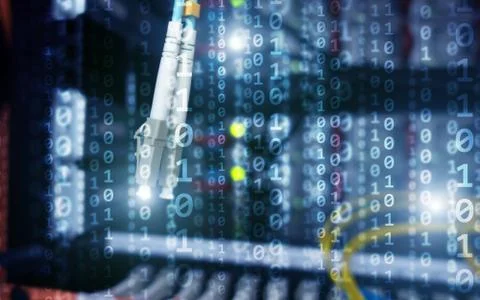 Binary code matrix optical cable. Stock Photos