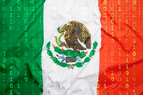 Binary code with Mexico flag, data protection concept Stock Illustration