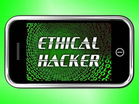 Binary Code On Mobile Showing Technology Illustrazione stock