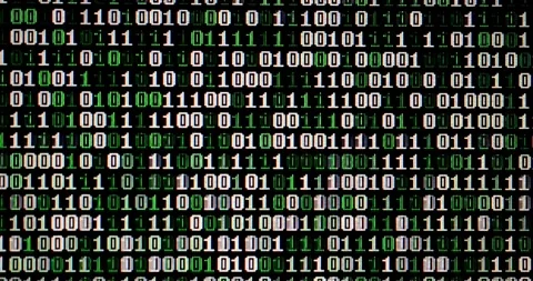 Binary code in monitor close-up concept hacking security IT technology Stock Footage 334021816
