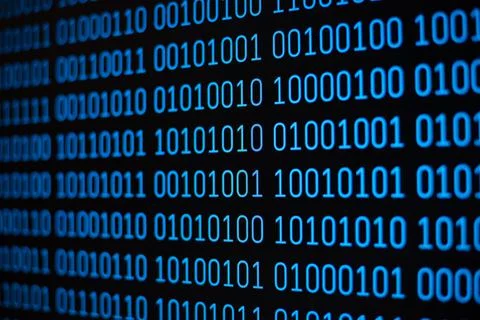 Binary code on monitor 스톡 사진