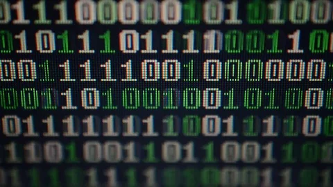 Binary code on the monitor screen. Stock Footage 83594822