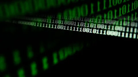 Binary code on the monitor screen. Stock Footage 84123848