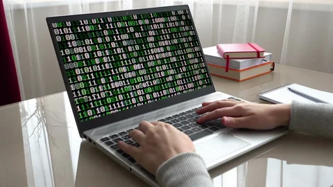 Binary code on the monitor screen.  Stock Footage 150528434