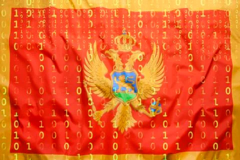 Binary code with Montenegro flag, data protection concept イラスト素材