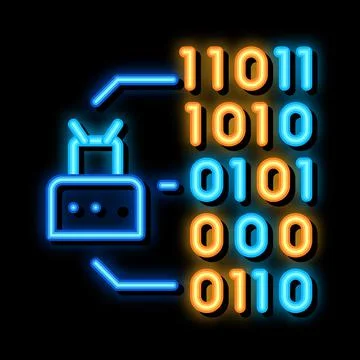 Binary Code neon glow icon illustration Stock Illustration