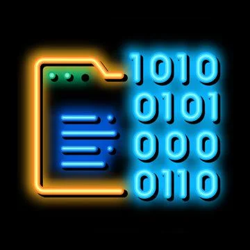 Binary Code neon glow icon illustration Stock Illustration