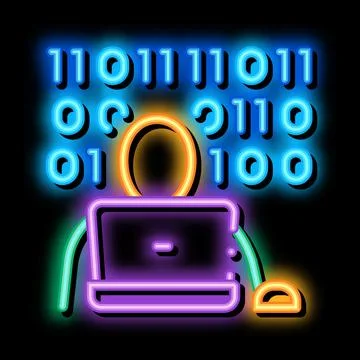 Binary code neon glow icon illustration 库存插图