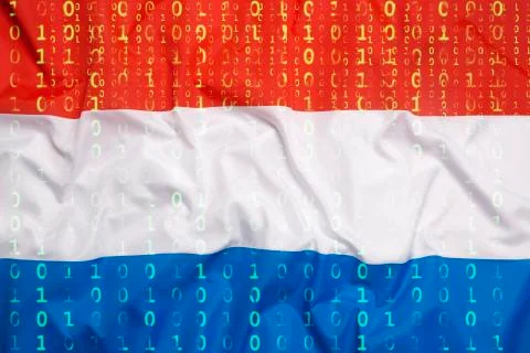 Binary code with Netherlands flag, data protection concept イラスト素材
