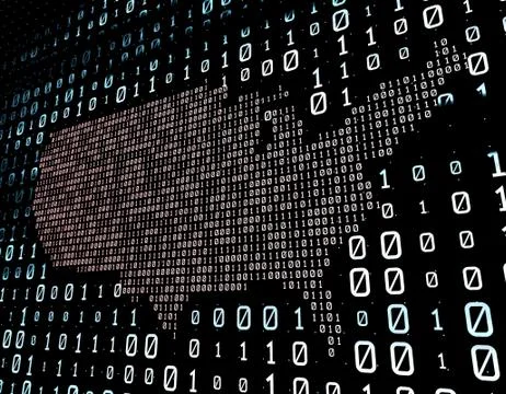 Binary code network matrix, American map, data transmission and storage Stock Illustration