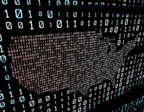 Binary code network matrix, American map, data transmission and storage Stockillustratie