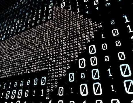 Binary code network matrix, arrows, data transmission and storage Stock Illustration