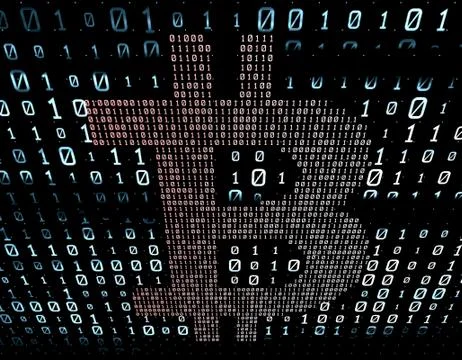 Binary code network matrix, Bitcoin, data transmission and storage Stock Illustration