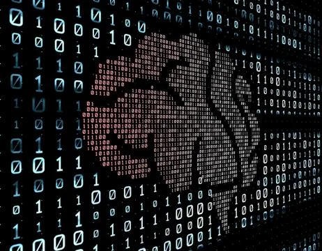 Binary code network matrix, brain, data transmission and storage Stock Illustration