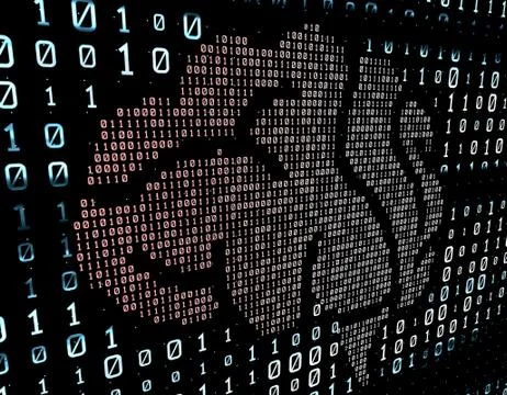Binary code network matrix, brain, data transmission and storage Stock Illustration