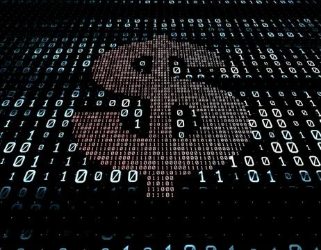 Binary code network matrix, dollars, data transmission and storage Stock Illustration