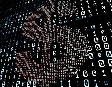 Binary code network matrix, dollars, data transmission and storage イラスト素材