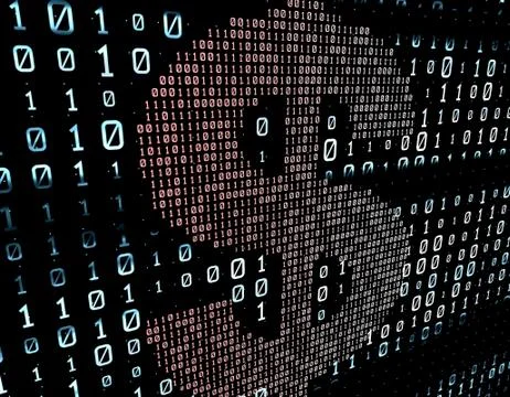 Binary code network matrix, dollars, data transmission and storage Stockillustratie