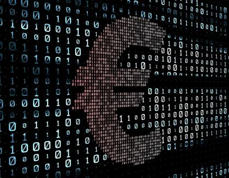 Binary code network matrix, Euro, data transmission and storage Stock Illustration