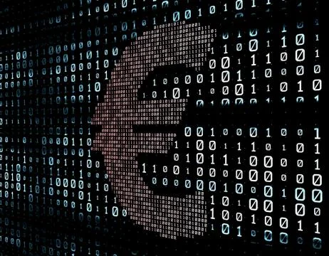 Binary code network matrix, Euro, data transmission and storage Stock Illustration