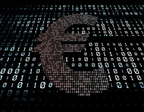 Binary code network matrix, Euro, data transmission and storage Stock Illustration