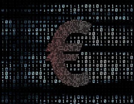 Binary code network matrix, Euro, data transmission and storage Stock Illustration